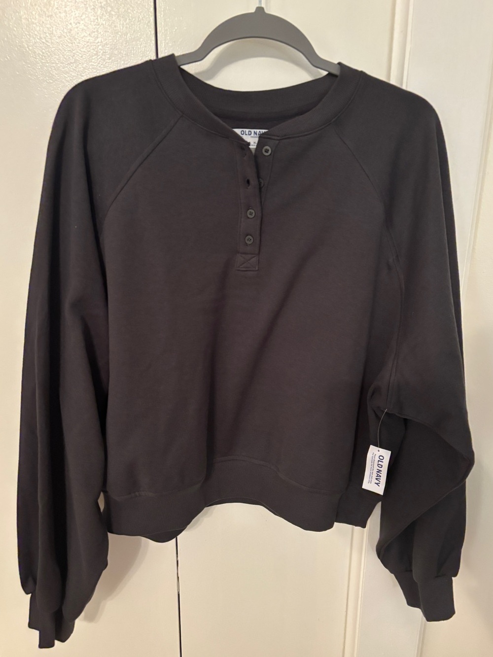Old Navy Dark Gray Henley Sweatshirt 2XL